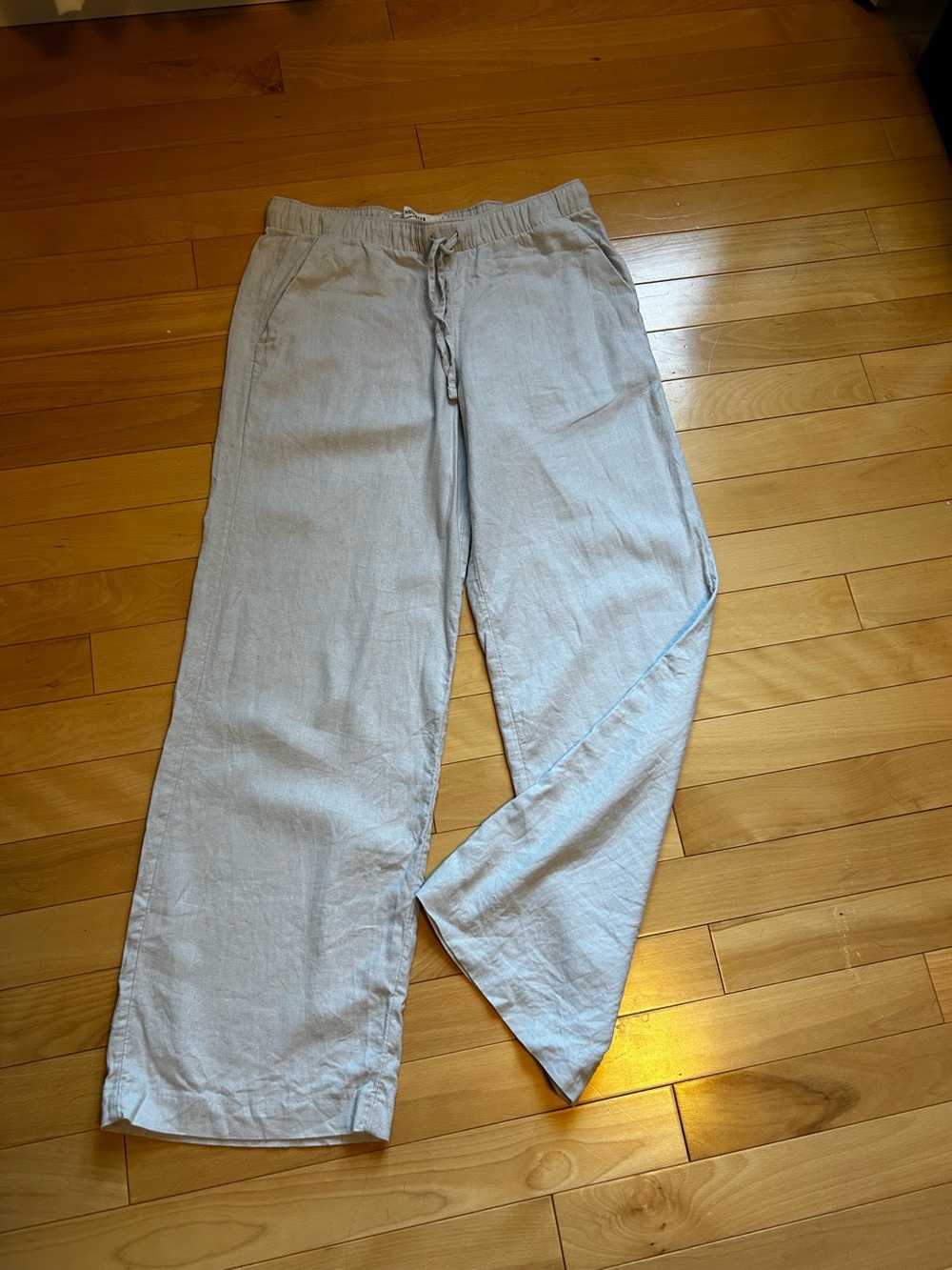 Hollister Grey Linen Blend Adjustable Rise Wide Leg Pant